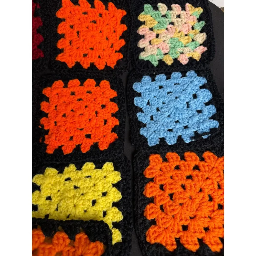 Vintage 1970s Granny Squares - Set of 17